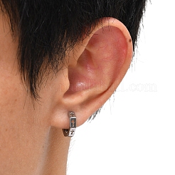 ステンレススチールクロスフープピアス  男性用ジュエリー  ステンレス鋼色  13.2x3.6mm&nbsp;PW-WGAD4E7-01