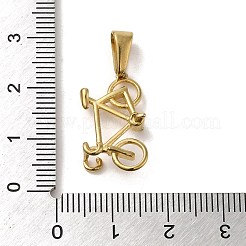 PVD真空メッキ304ステンレスペンダント  長持ちメッキ  自転車チャーム  ゴールドカラー  11.5x21x7.5mm  穴：3x7mm&nbsp;STAS-B053-25G