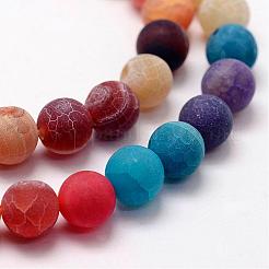 つや消しの天然風化瑪瑙ビーズ連売り  ラウンド  染め＆加熱  ミックスカラー  8mm  穴：1mm  約48個/連  14.5インチ&nbsp;G-F367-8mm-08