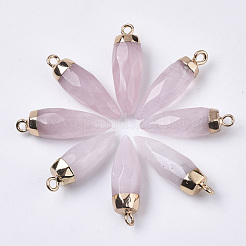 Top Golden Plated Natural Rose Quartz Pointed Pendants&nbsp;G-S359-078E