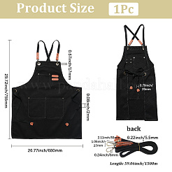キャンバスコットンエプロン  家庭用キッチン用品  ブラック  755x680x2mm&nbsp;AJEW-WH20060-29B