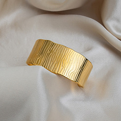 European Style 304 Stainless Steel Wood Grain Open Cuff Bangles&nbsp;TJ4899