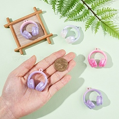 5個の不透明なアクリルパーツ  ヘッドセット  ミックスカラー  43x38x20mm  穴：2.8mm  5個/セット&nbsp;OACR-YW0003-21