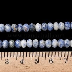天然ブルースポットジャスパービーズ連売り  多面カット  ロンデル  5.5~6.5x4.5mm  穴：1mm  約91~94個/連  15.35''（39cm）〜15.43''（39.2cm）&nbsp;G-D344-A22