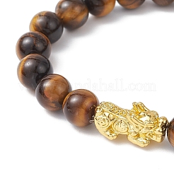 Natural Tiger Eye Stretch Bracelets for Couple&nbsp;BJEW-JB12180