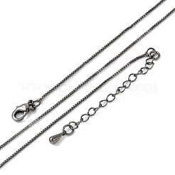 女性用真鍮ベネチアンチェーンネックレス  304ステンレススチール製カニカン付き  ラックめっき  鉛フリー＆カドミウムフリー  長持ちメッキ  ガンメタ色  長さ15.98インチ(40.6cm) + 50~60mmエクステンダー  0.04インチ（0.1cm）&nbsp;NJEW-D302-41B
