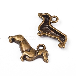 合金のチベット風チャーム  ジュエリー作りのための  犬  アンティークブロンズ  13x20.5x2.5mm  穴：1.5mm&nbsp;PALLOY-TAC0010-14AB