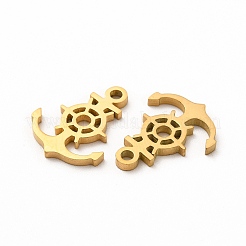 イオンプレーティング（IP）304ステンレスペンダント  アンカー＆ヘルムチャーム  ゴールドカラー  17x13x1.4mm  穴：1.8mm&nbsp;STAS-M089-30G