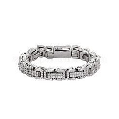 Brass Micro Pave Clear Cubic Zirconia Byzantine Chain Bracelets for Women&nbsp;FS-WG63F55-02