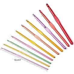 アルミかぎ針編みのフック針  ミックスカラー  150x3~11.5mm  ピン：2mm / 2.5mm / 3mm / 3.5mm / 4mm / 4.5mm / 5mm / 5.5mm / 6mm / [10]mm / [11]mm / [12]mm  6.5個/セット&nbsp;TOOL-S011-01