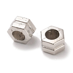 CCBプラスチックビーズ  溝付き六角形  プラチナ  6.6x4.7mm  穴：3.8mm&nbsp;CCB-U001-31P