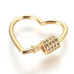Brass Micro Pave Cubic Zirconia Screw Carabiner Lock Charms&nbsp;ZIRC-F105-16G