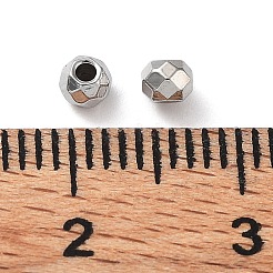 変色しない303ステンレススチールビーズ  ダイヤモンドカット  ラウンド  ステンレス鋼色  3x2.5mm  穴：1mm&nbsp;STAS-Q302-13A-P