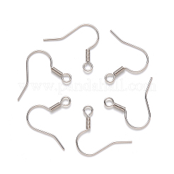 変色しにくい304ステンレススチール製ピアスフック  耳ワイヤー  水平ループ付き  ステンレス鋼色  17~19x19mm  穴：2mm  21ゲージ  ピン：0.7mm&nbsp;STAS-S111-002