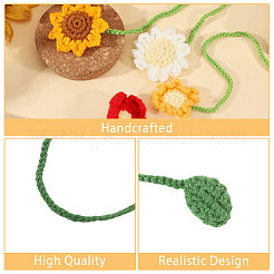 5Pcs 5 Styles Woven Polyester Flower Bookmarks&nbsp;AJEW-GL0003-57