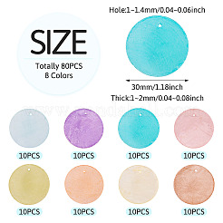 80Pcs 8 Colors Spray Painted Natural Capiz Shell Pendants&nbsp;BSHE-TA0001-24