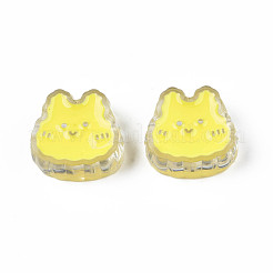 透明なアクリルビーズ  エナメル  兎  シャンパンイエロー  18x19x8mm  穴：3mm&nbsp;X1-ACRC-S039-02C