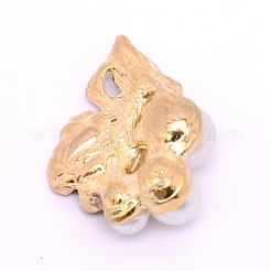 エナメルを使用した合金カボション アクセサリー  ABSイミテーションパールビーズとクリスタルガラスのラインストーン付き  ジュエリー作りのための  花  ライトゴールド  ブラック  22.5x17.5x8.5mm&nbsp;FIND-TAC0001-19B
