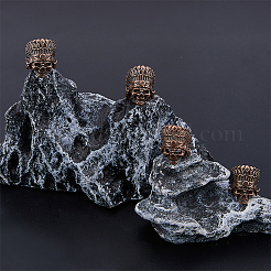 チベット風合金ヨーロピアンビーズ4個  大穴ビーズ  スカルヘッド  赤銅鉱  22x16x13mm  穴：5mm&nbsp;TIBEB-FH0001-40R