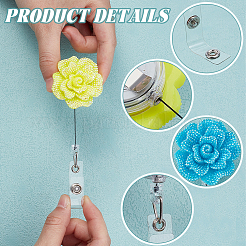 6Pcs Rose Resin Retractable Badge Reel&nbsp;HJEW-NB00303