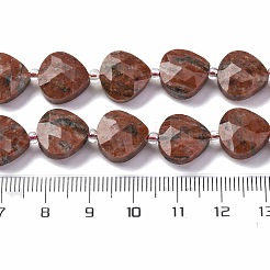 天然梅の花ジャスパー ビーズ 連売り  多面カットハート  シードビーズで  12x12x5mm  穴：1.2mm  約12個/連  6.50''（16.5センチメートル）&nbsp;G-P570-E02-02