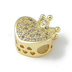 Rack Plating Brass Micro Pave Clear Cubic Zirconia Beads&nbsp;KK-A220-09G
