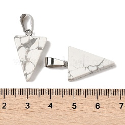 天然石ハウライトペンダント  201ステンレススチール製金具付き  三角形  24x15x5mm  穴：3x7.5mm&nbsp;G-B127-04P-12