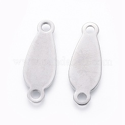 変色しない201ステンレススチールリンク  ティアドロップ  ステンレス鋼色  21x7x0.6mm  穴：1.8mm&nbsp;STAS-F231-093P