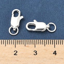 真鍮カニカン  長持ちメッキ  鉛フリー＆カドミウムフリー  ラックめっき  丸カン付き  オーバル  925銀メッキ  12x6x3mm&nbsp;KK-H532-18S