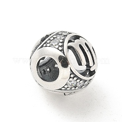 Brass Clear Cubic Zirconia European Beads&nbsp;LS-FIND-M049-01AS-11