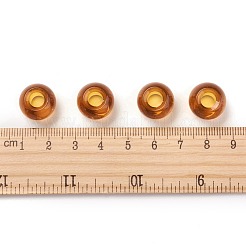 ガラスヨーロピアンビーズ  大穴ビーズ  ロンデル  砂茶色  14~15x10mm  穴：5~6.4mm&nbsp;X-GDA006-008