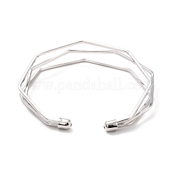 Triple Line Cuff Bangles&nbsp;BJEW-C010-01S