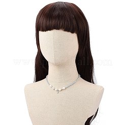 クリア キュービック ジルコニア スター チャーム ネックレス、天然エンジェライトとイミテーション パール ビーズ チェーン、女性用  16.54インチ（42cm）&nbsp;NJEW-JN04148