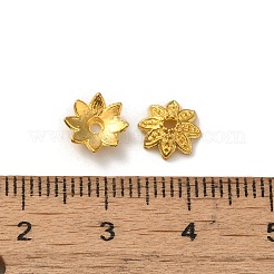 合金ビーズキャップ  鉛フリー＆カドミウムフリー  マルチ花弁花  ゴールドカラー  8x2.4mm  穴：1.1mm&nbsp;FIND-G074-01K