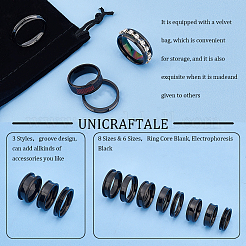 22Pcs 22 Style 201 & 304 Stainless Steel Grooved Finger Ring Settings&nbsp;STAS-UN0044-14