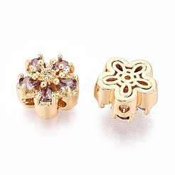 Brass Micro Pave Cubic Zirconia Beads&nbsp;KK-T071-51G