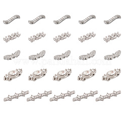 合金クリスタルラインストーンスペーサーバー  混合図形  プラチナ  6.5~27x6~22x4~5.6mm  穴：0.8~1.5mm  50個/箱&nbsp;ALRI-KS0001-01P