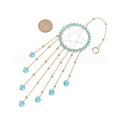 Wire Wrapped Brass Star Hanging Ornaments&nbsp;HJEW-JM02765-06