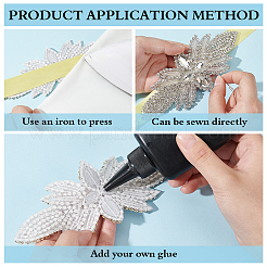 Flower Glass Seed Cloth Sew on Appliques&nbsp;PATC-WH0008-92A