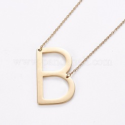 304ステンレススチールジュエリーセット  スタッドピアスとペンダントネックレス  アルファベット  ゴールドカラー  文字.b  18.7インチ〜20.2インチ（47.5~51.3cm）  15x7~12mm  ピン：0.8mm&nbsp;SJEW-L141-001B