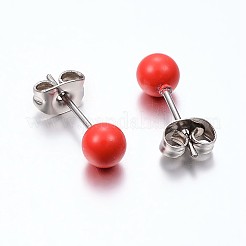 Tarnish Resistant 304 Stainless Steel Spray Painted Stud Earrings&nbsp;LS-EJEW-H353-07-C