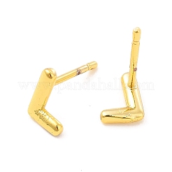 Brass Hollow Out Initial Letter Stud Earrings&nbsp;EJEW-A044-01G-L