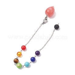 Chakra Synthetic & Natural Mixed Gemstone Pointed Dowsing Pendulums&nbsp;PALLOY-JF02608-01