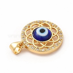 Rack Plating Brass Micro Pave Clear Cubic Zirconia Pendants&nbsp;LAMP-A153-07G-04