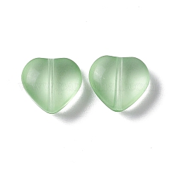 電気メッキすりガラスビーズ  ハート  薄緑  10x10x5mm  穴：1mm&nbsp;EGLA-H102-08A