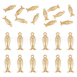 真鍮製チャーム12個  魚  18KGP本金メッキ  14.5x5.5x4mm  穴：1.4mm&nbsp;KK-TA0002-56