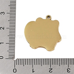 ステンレスペンダント201個  ビーバーチャーム  ゴールドカラー  22.5x21.5x1.5mm  穴：1mm&nbsp;STAS-C095-25G