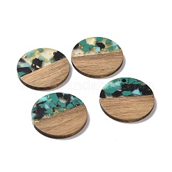 Transparent Resin & Walnut Wood Pendants&nbsp;RESI-N025-045C