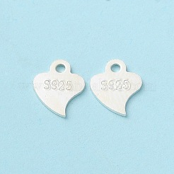 スターリングシルバーのハートチェーンエクステンダーコネクター x 925  s925刻印入りチェーンタブ  銀  6.5x5x0.5mm  穴：0.9mm&nbsp;STER-P053-02S
