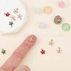 10Pcs 5 Colors Brass Cubic Zirconia Bauhinia Flower Charms&nbsp;KK-ME0004-85